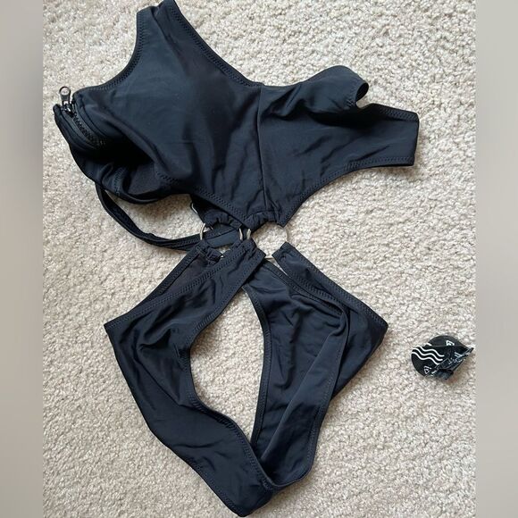 NWT Zaful One Piece Zipper High Cut Bathing Suit - Picture 5 of 7